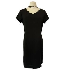 𝅺tower Hill Collection Scallop Sheath Black Dress Size 6